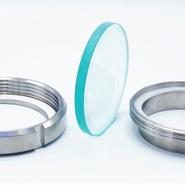 Union sight glass, welded, for observing the interior of closed containers