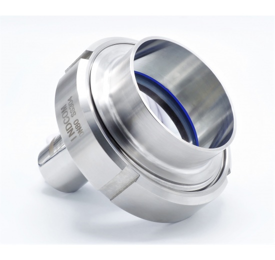 Union sight glass with LED lighting, welding, DN80, cable