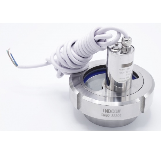 Union sight glass with LED lighting, welding, DN80, cable