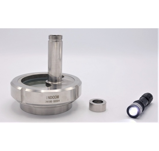 Union sight glass with lighting | LED, welded, DN100