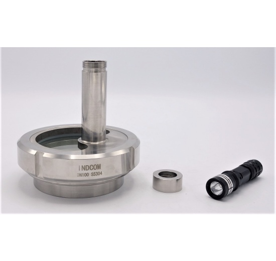 Union sight glass with lighting | LED, welded, DN100