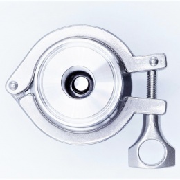 zpětná klapka z nerezové oceli 1.4301 (AISI 304), norma CLAMP DIN32676, dvoudílná